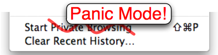 Panic Mode works just like Private Browsing except it shows your home page