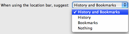 Choose what Firefox 3.5 can suggest from the Location Bar